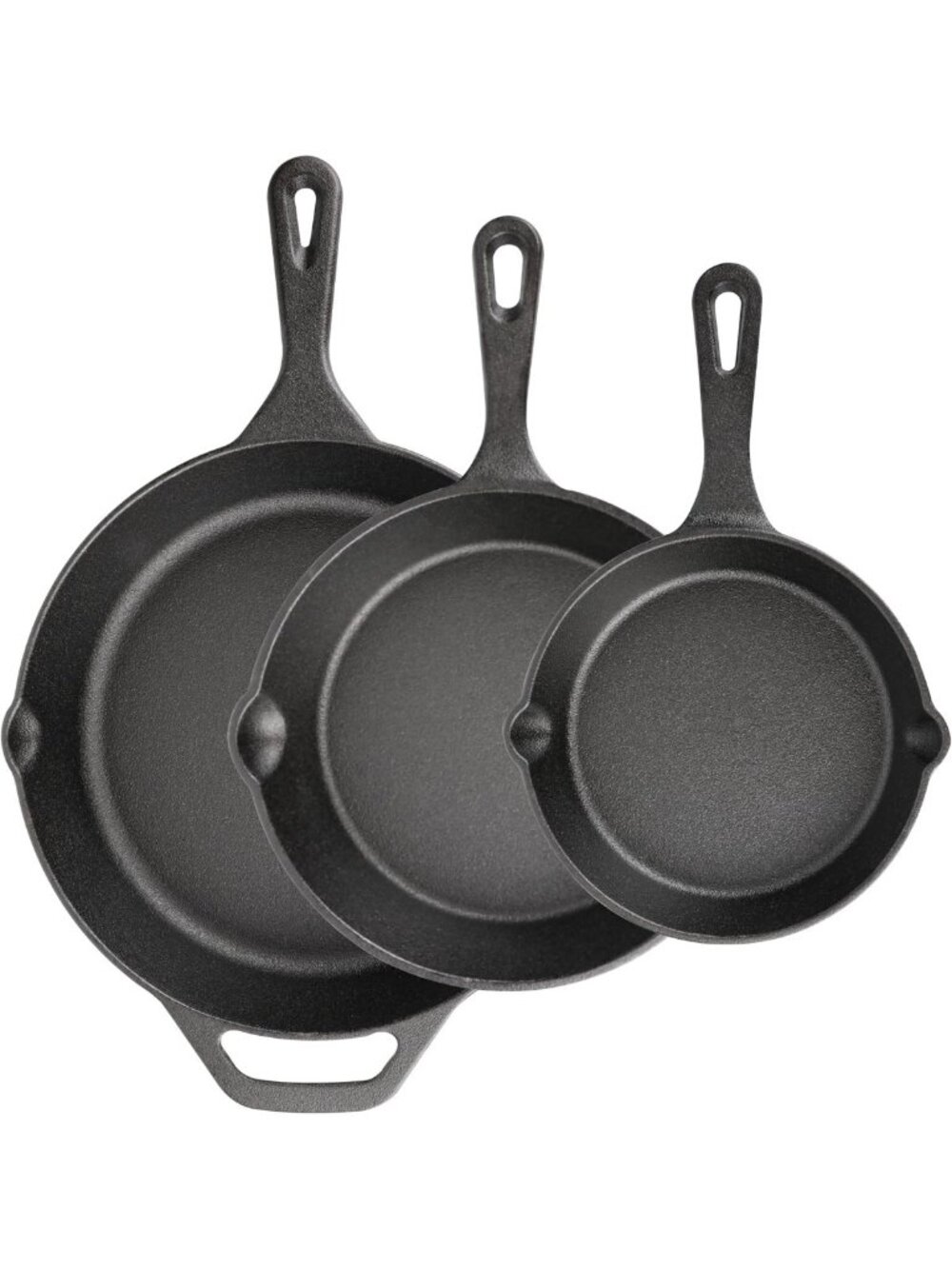 3-Piece Cast Iron Skillet Set - Pre-Seasoned Frying Pans for Cooking & Baking